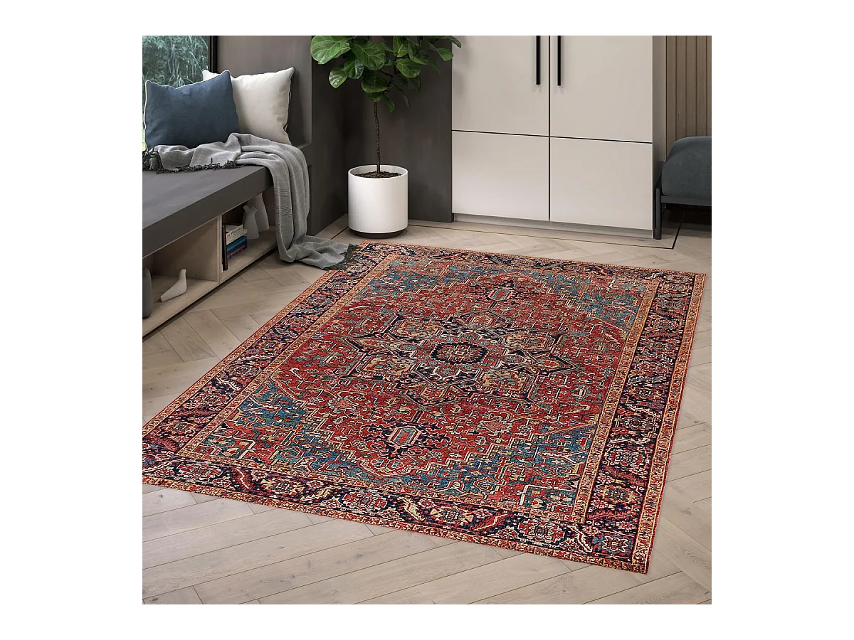 tapis grand salon 200x290 tissé bordeaux et gris rectangle motif oriental