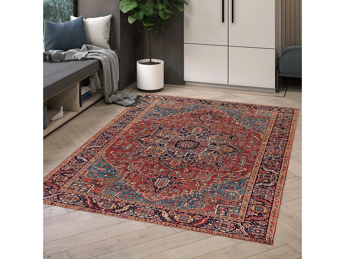 tapis grand salon 200x290 tissé bordeaux et gris rectangle motif oriental