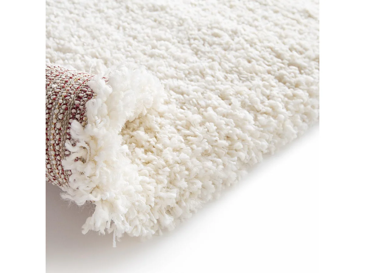 Tapis shaggy 60x115 rectangle tissé crème motif uni FLEURAN