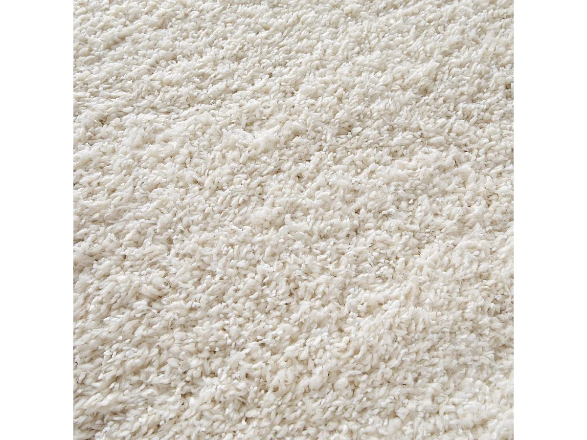 Tapis shaggy 60x115 rectangle tissé crème motif uni FLEURAN