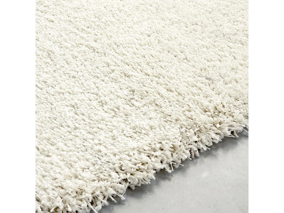 Tappeto Shaggy 60x115 rettangolo tessuto crema tinta unita FLEURAN