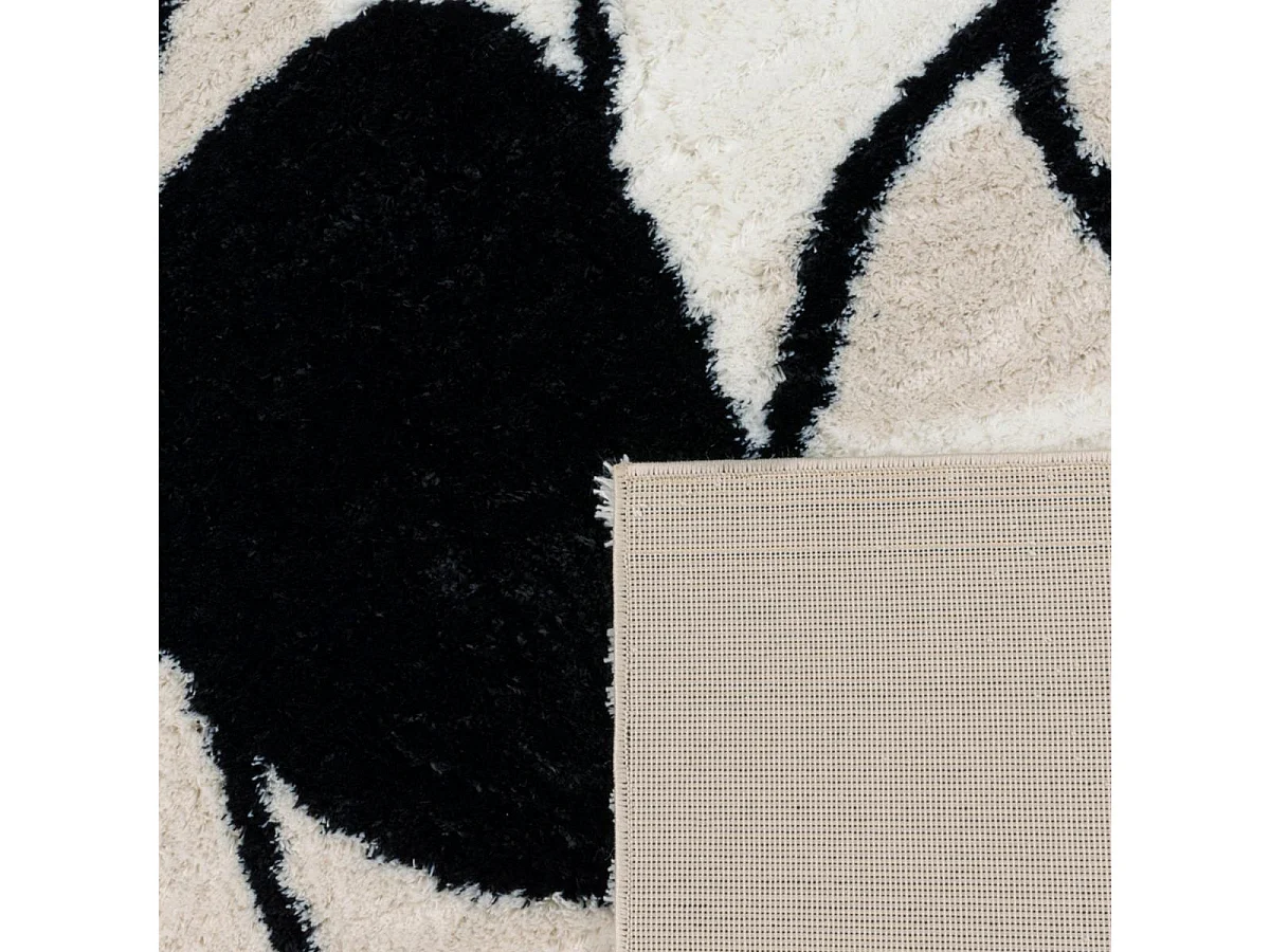 Tapis shaggy 160x230 rectangle tissé marron et noir motif géométrique INFINITA