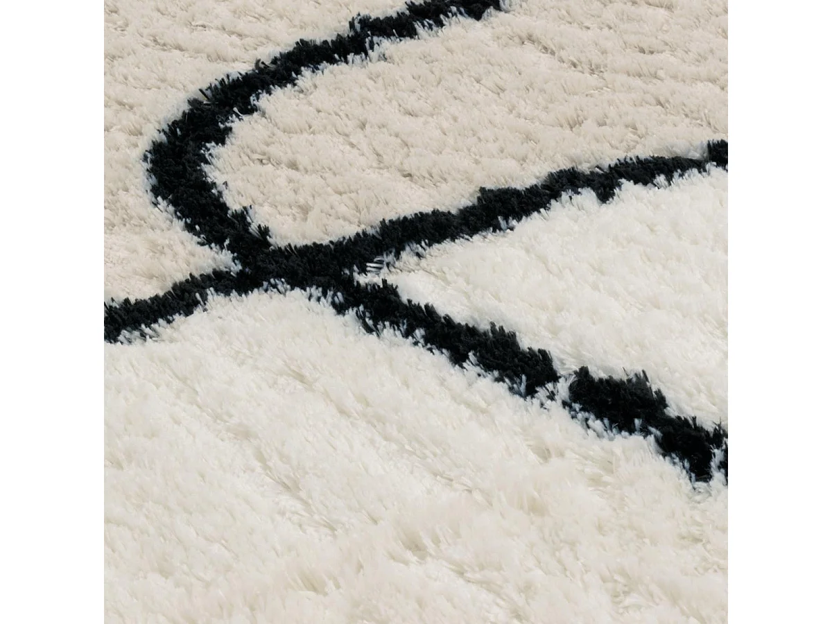 Tapis shaggy 160x230 rectangle tissé marron et noir motif géométrique INFINITA