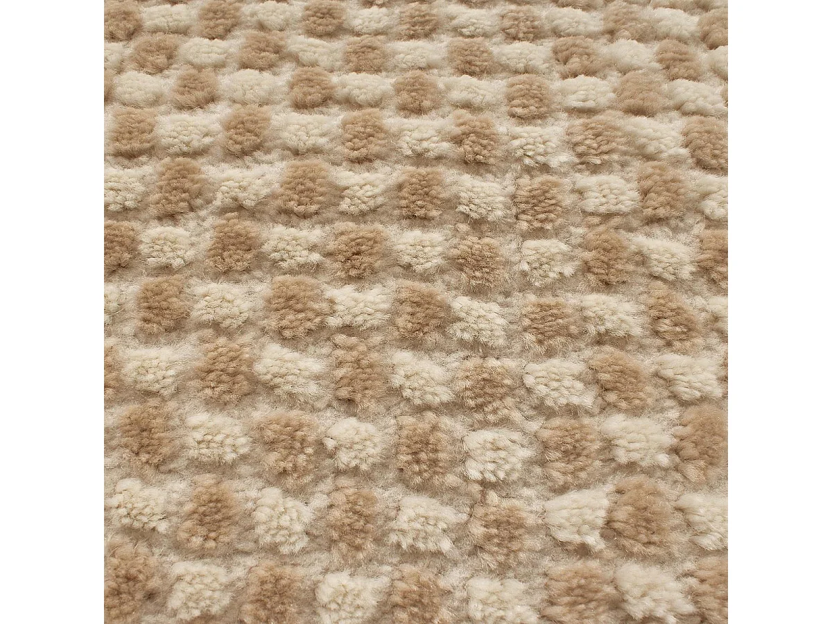 tapis salle à manger 200x290 tissé crème et beige rectangle motif faux uni