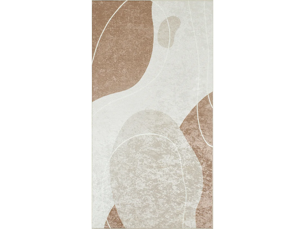 tapis salon 120x160 tissé marron et crème rectangle motif abstrait GUTOPIA 1