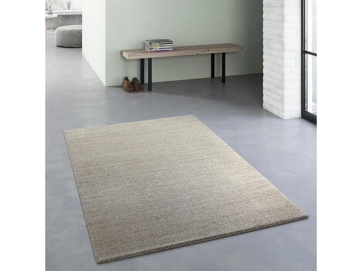 tappeto da soggiorno grande 200x290 tessuto rettangolo beige finto unito modello GLACIA 1