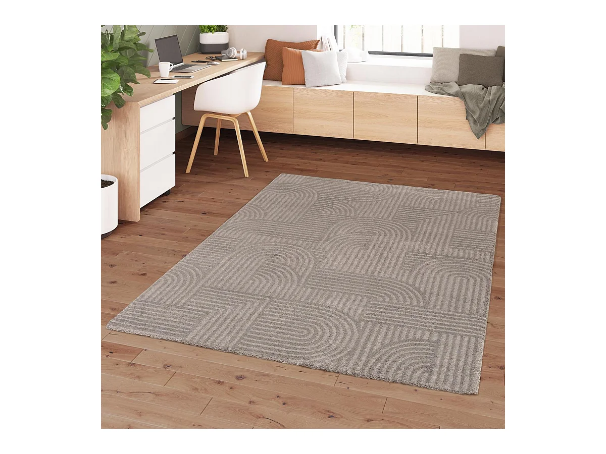 tapis chambre 80x150 tissé gris rectangle motif simple VELURE 2