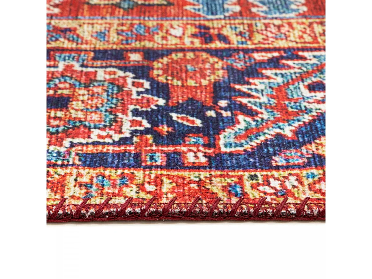 tappeto da soggiorno 160x230 intrecciato rettangolo bordeaux e grigio motivo orientale VIVACE 3