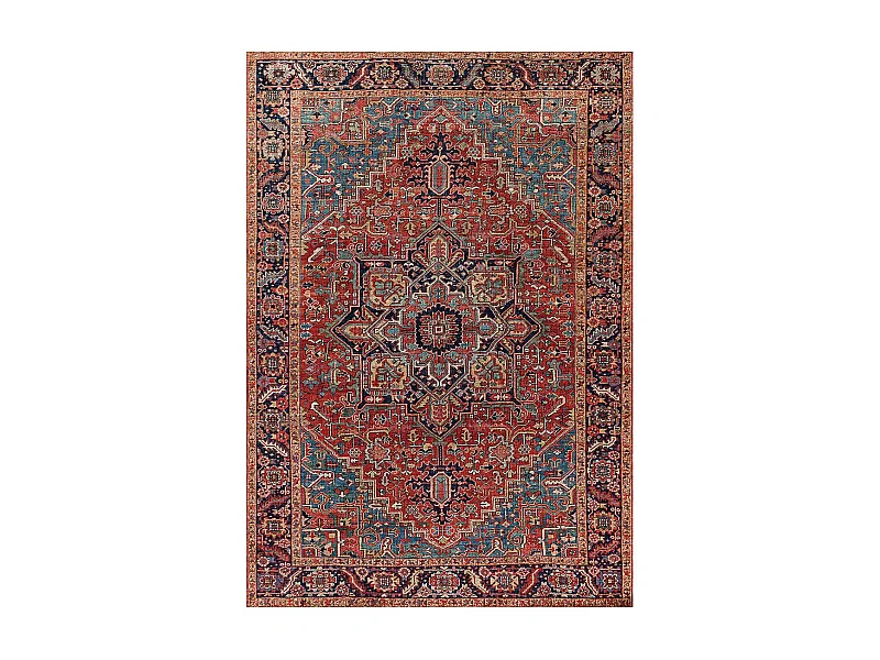 tapis salon 160x230 tissé bordeaux et gris rectangle motif oriental VIVACE 3