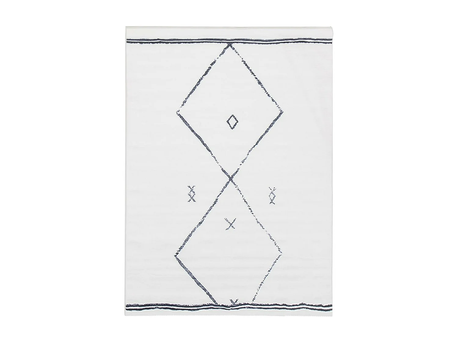 tapis grand salon 200x290 tissé crème et bleu rectangle motif berbère FLONTA 1