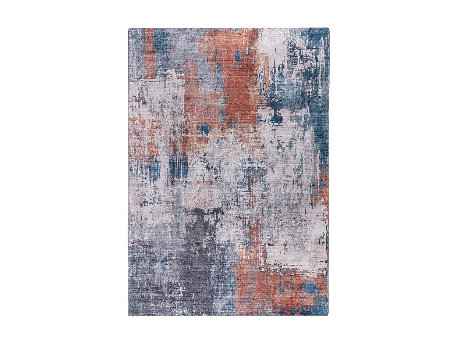 tapis salon 120x160 tissé orange et gris rectangle motif abstrait VIVACE 13