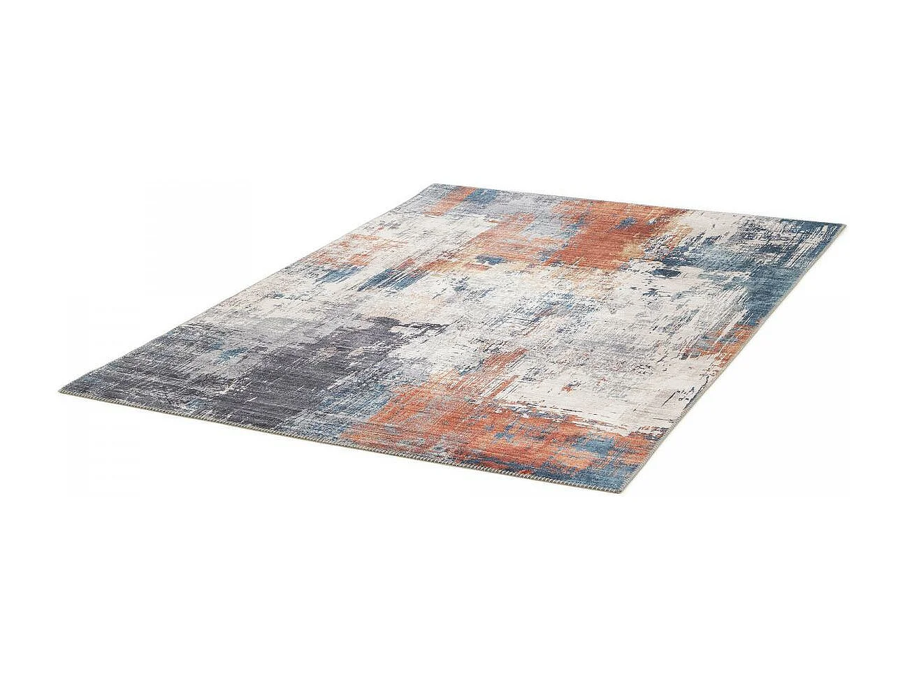 tapis salon 120x160 tissé orange et gris rectangle motif abstrait VIVACE 13