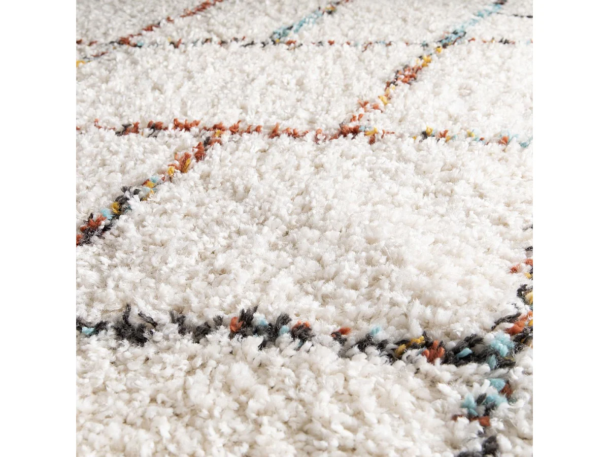Tapis shaggy 120x170 rectangle tissé crème motif berbère CHROMA 2