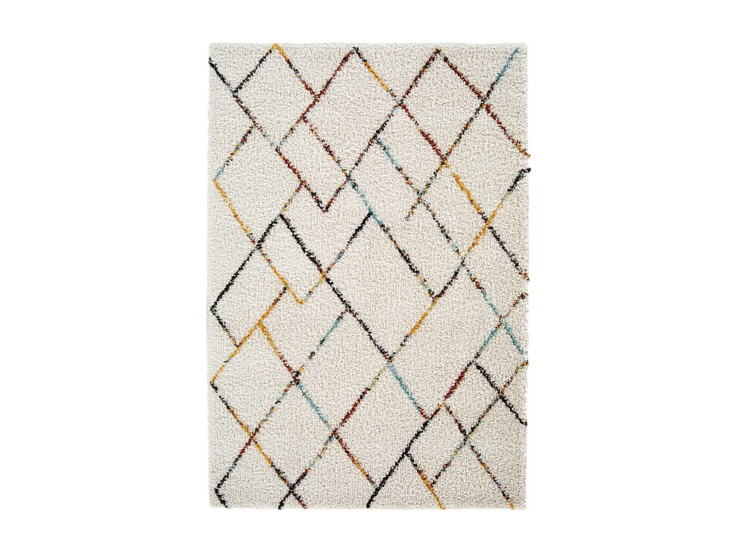 Tapis shaggy 120x170 rectangle tissé crème motif berbère CHROMA 2