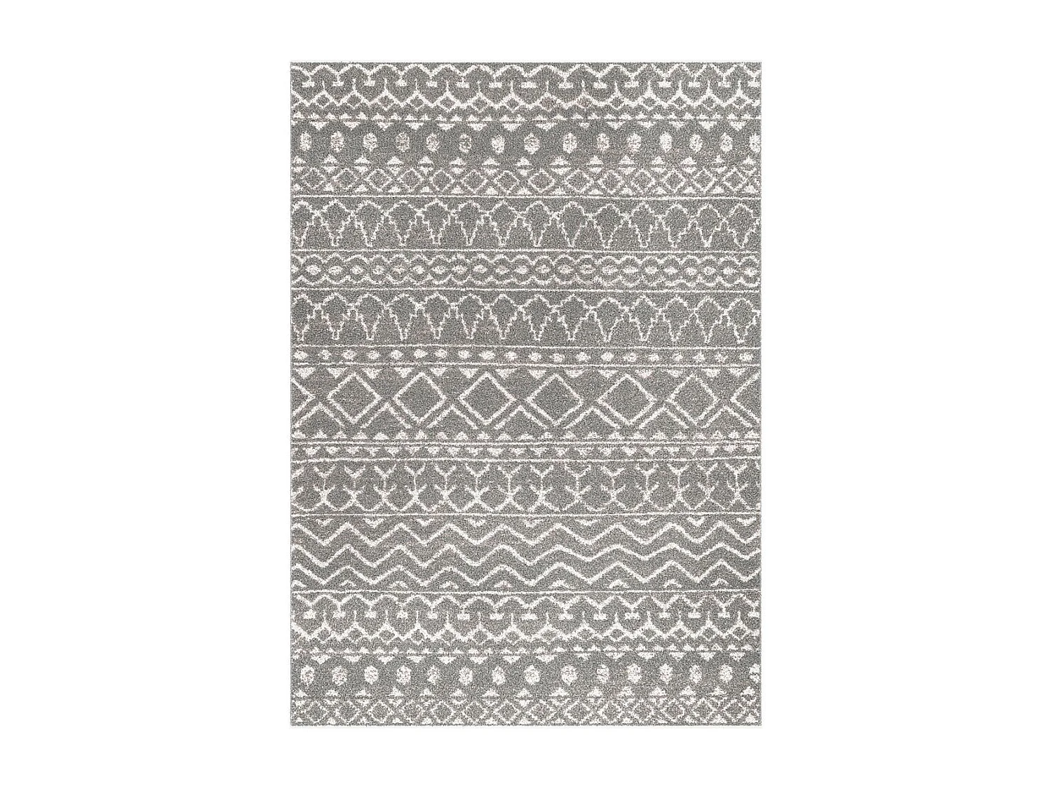tapis salon 120x170 tissé gris et crème rectangle motif berbère BELLA 4