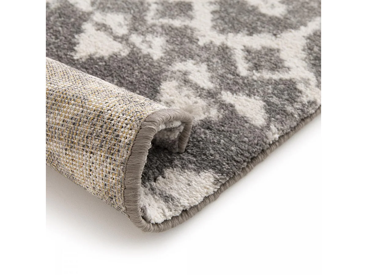 tapis salon 120x170 tissé gris et crème rectangle motif berbère BELLA 4