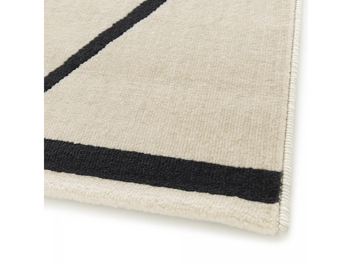 tapis chambre 80x150 tissé crème et noir rectangle motif abstrait FLARINE 3