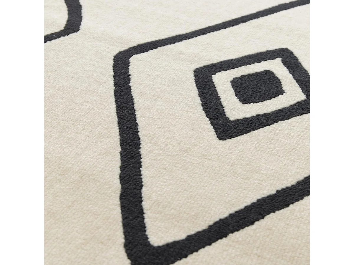 tapis chambre 80x150 tissé crème et noir rectangle motif abstrait FLARINE 3