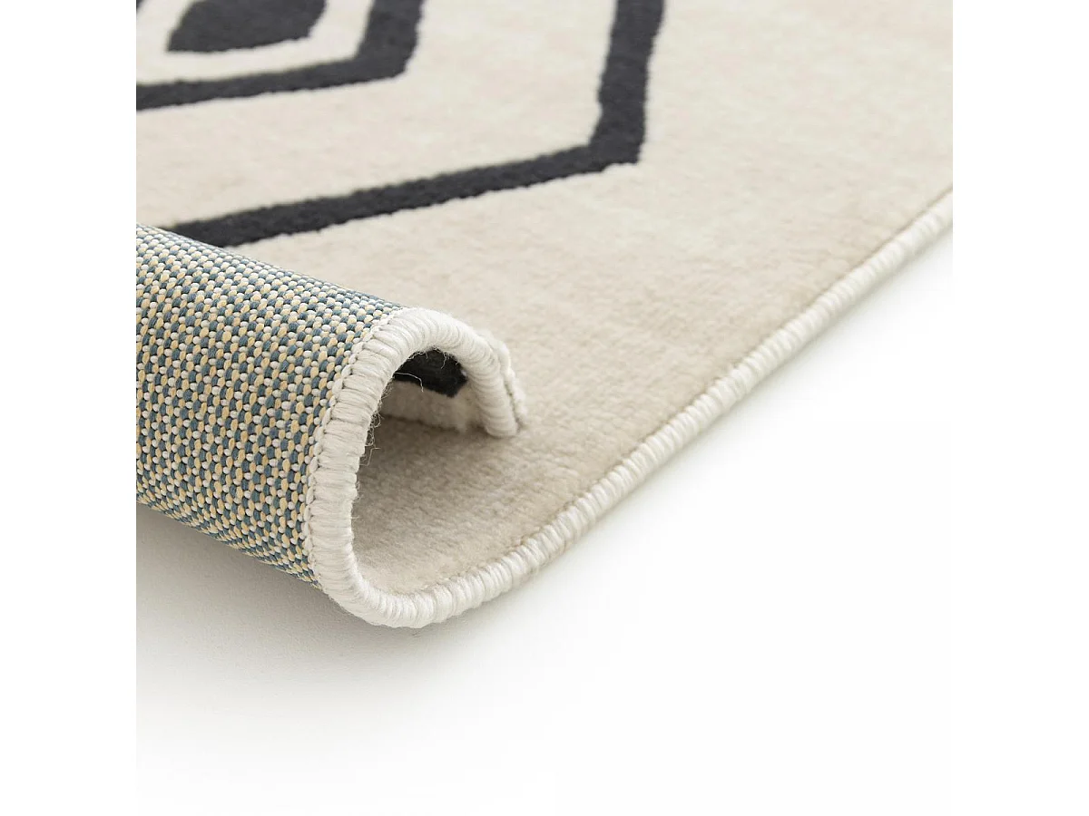 tapis chambre 80x150 tissé crème et noir rectangle motif abstrait FLARINE 3