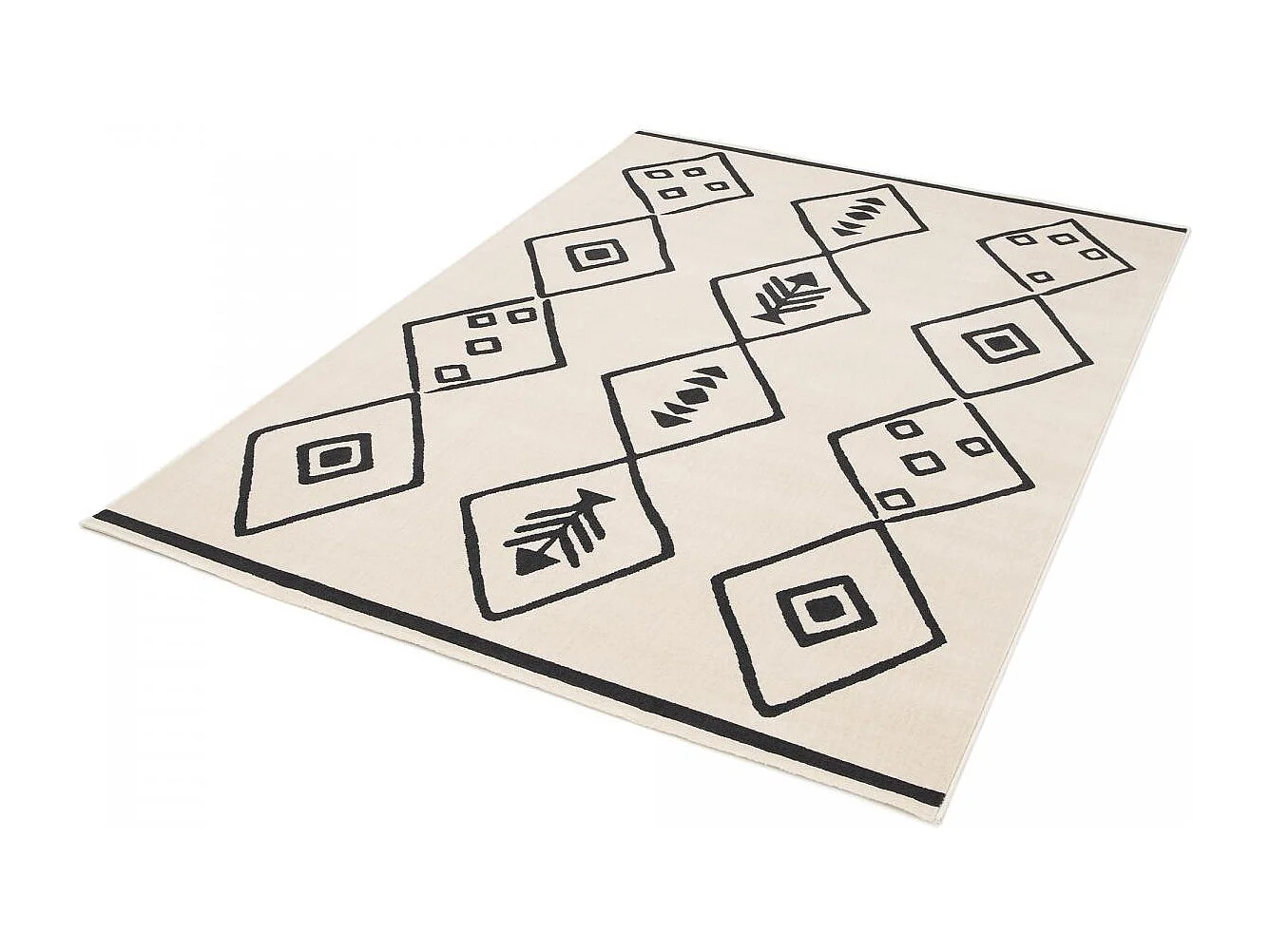 tappeto per camera da letto 80x150 tessuto rettangolare crema e nero motivo astratto FLARINE 3
