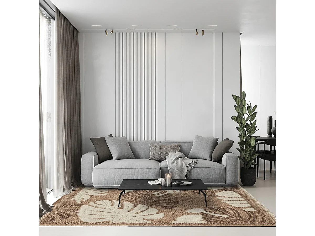 Tapis extérieur 60x90 tissé kilim maron et gris ZEPHYR 1