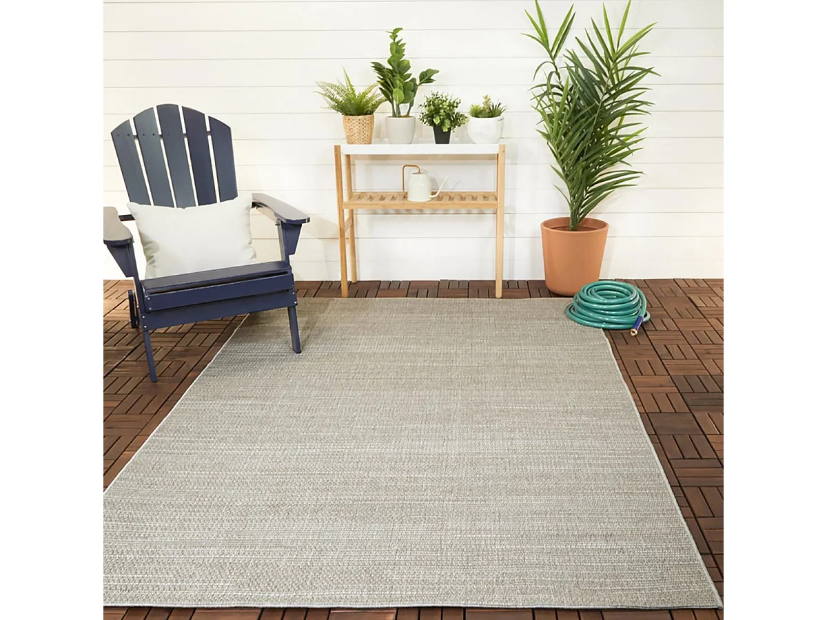 Tapis extérieur 160x225 tissé kilim gris BOTANI 3