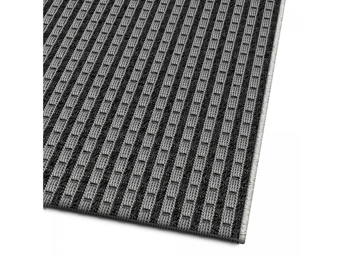 Tapis extérieur 80x150 tissé kilim noir et gris BOTANI 2