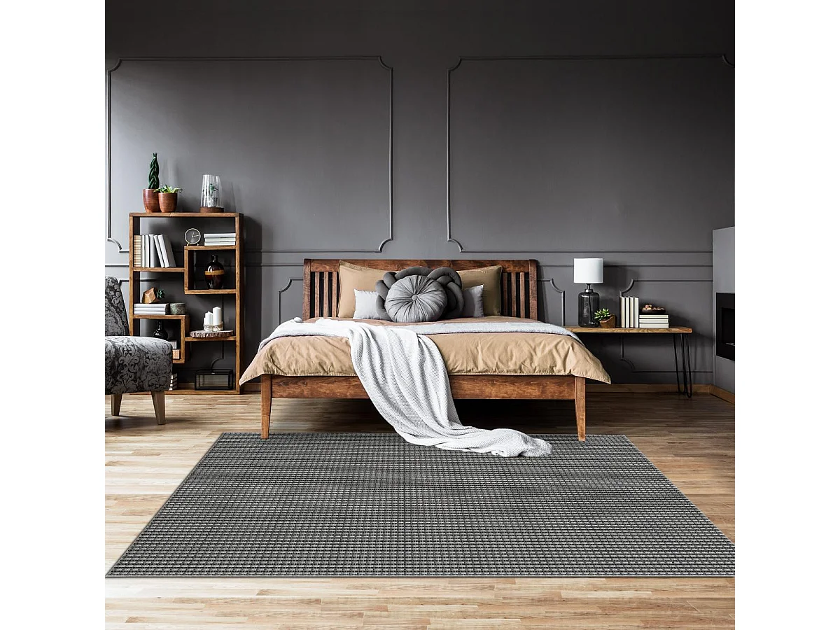 Tapis extérieur 80x150 tissé kilim noir et gris BOTANI 2