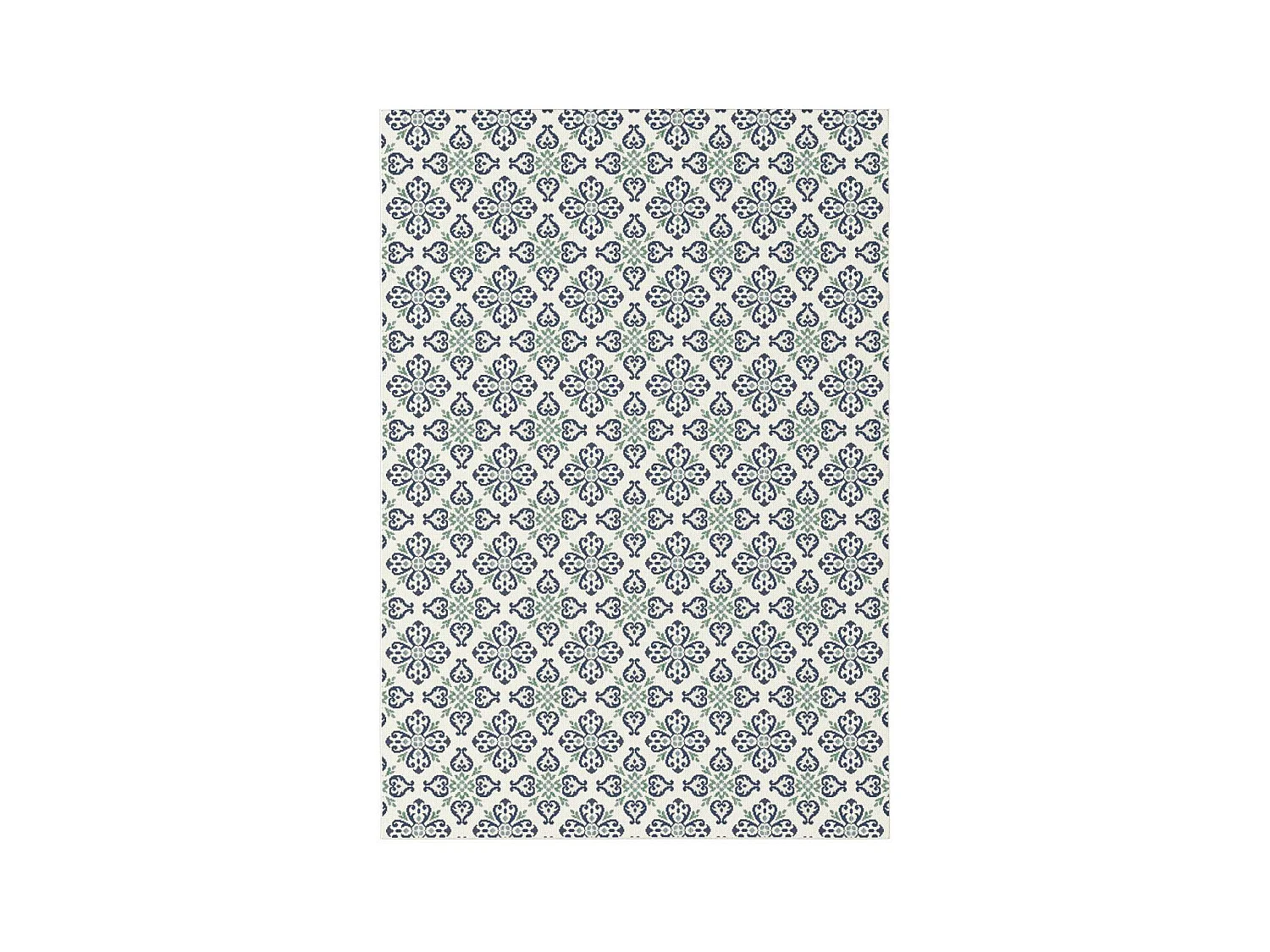 Tapis extérieur 200x290 tissé kilim vert et bleu CASADA 7