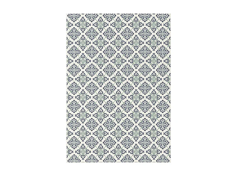 Tapis extérieur 200x290 tissé kilim vert et bleu CASADA 7