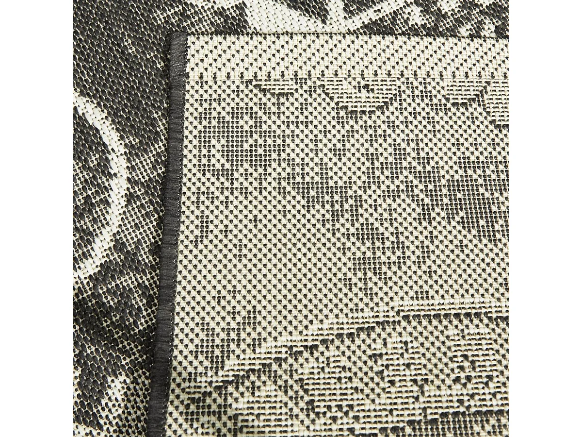 Tapis extérieur 160x225 tissé kilim noir et gris IRISA 1