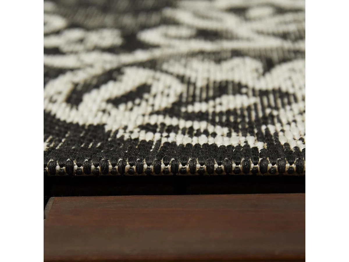 Tapis extérieur 160x225 tissé kilim noir et gris IRISA 1