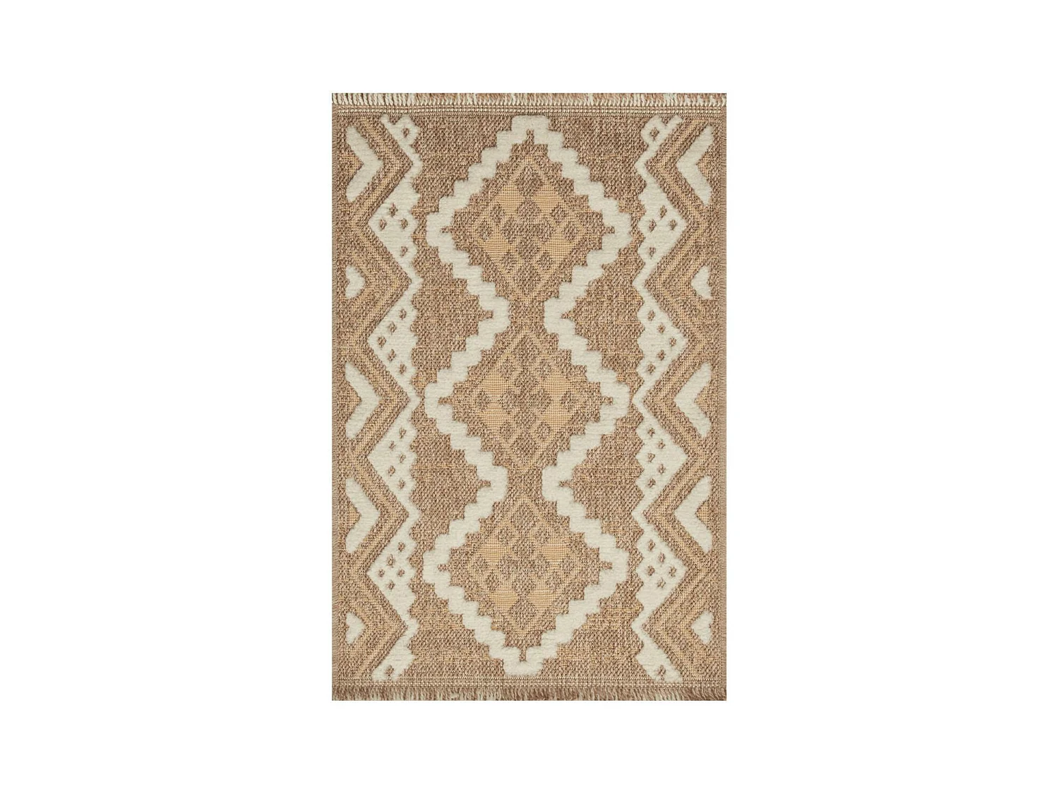 Tapis extérieur 60x90 tissé kilim marron et jaune ZEPHYR
