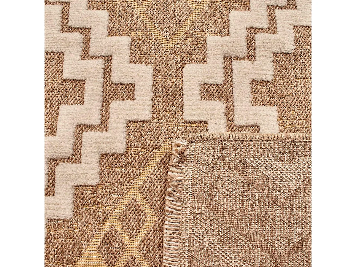 Tapis extérieur 60x90 tissé kilim marron et jaune ZEPHYR