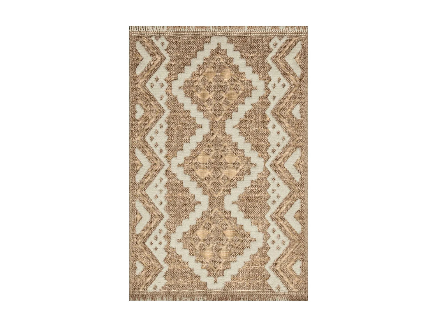 Tapis extérieur 60x90 tissé kilim marron et jaune ZEPHYR
