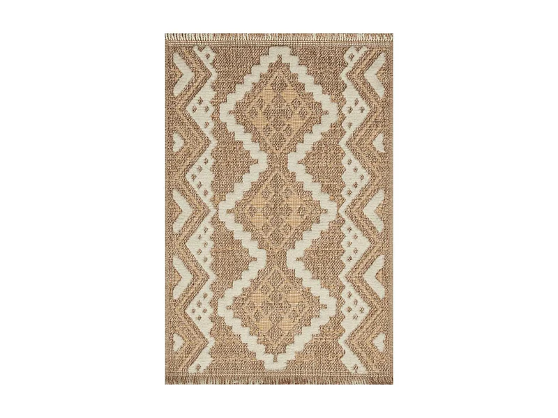 Tapis extérieur 60x90 tissé kilim marron et jaune ZEPHYR