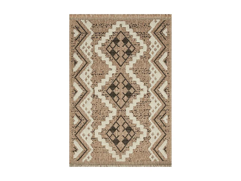 Tapis extérieur 60x90 tissé kilim marron et noir ZEPHYR