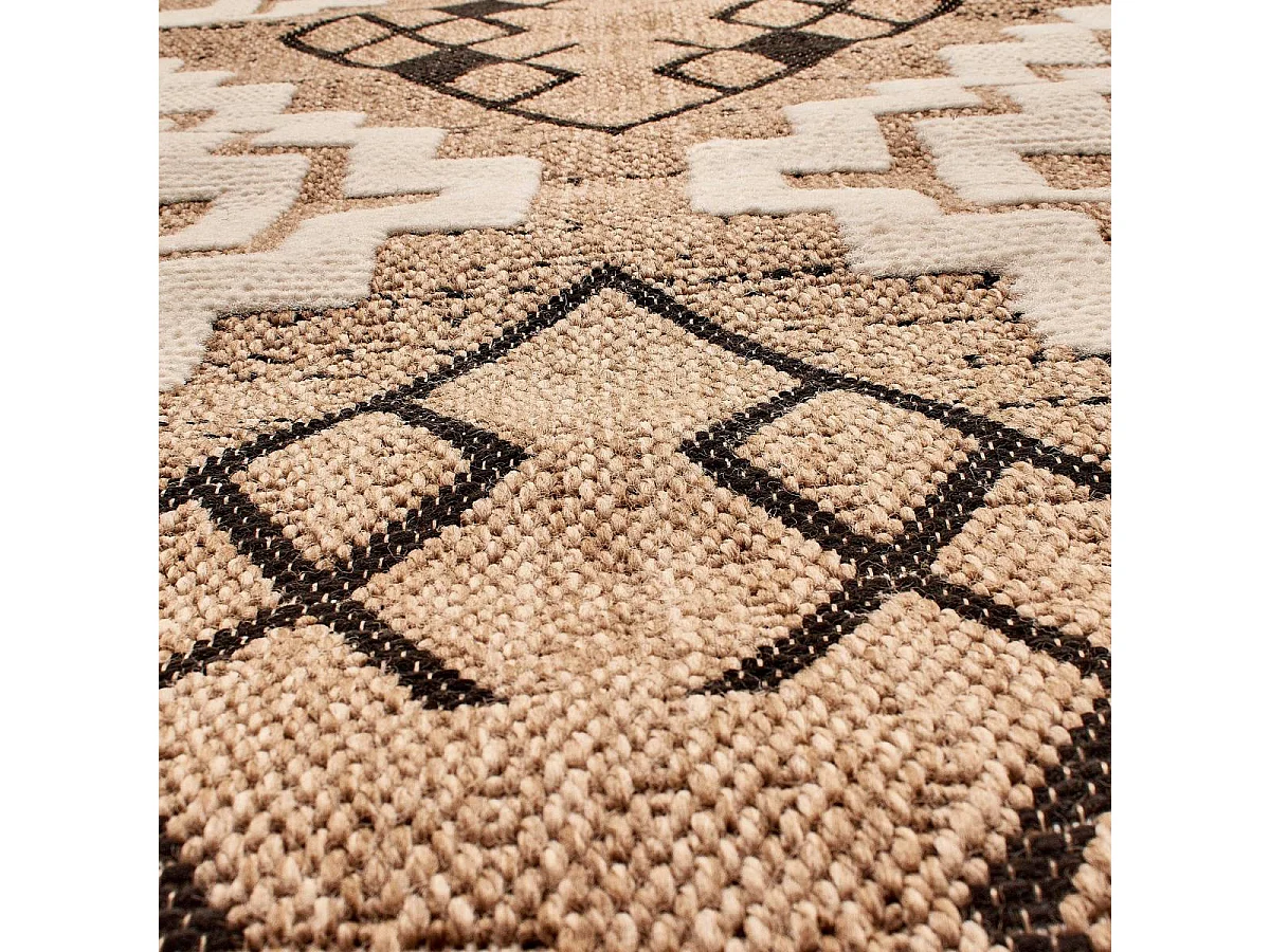 Tapis extérieur 60x90 tissé kilim marron et noir ZEPHYR