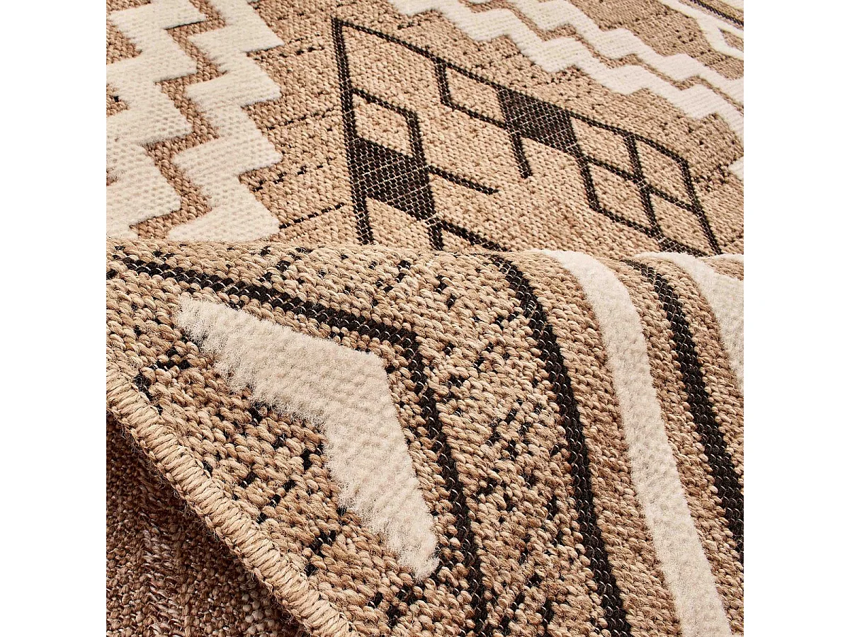 Tapis extérieur 60x90 tissé kilim marron et noir ZEPHYR