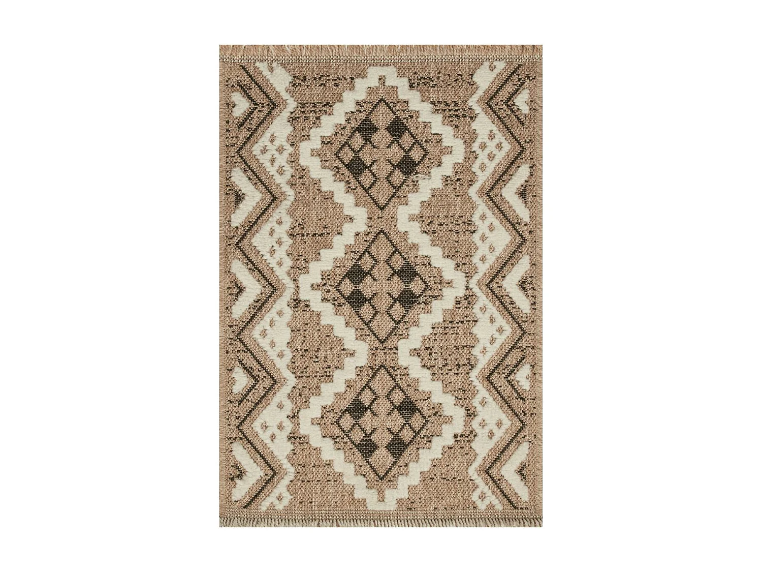 Tapis extérieur 60x90 tissé kilim marron et noir ZEPHYR