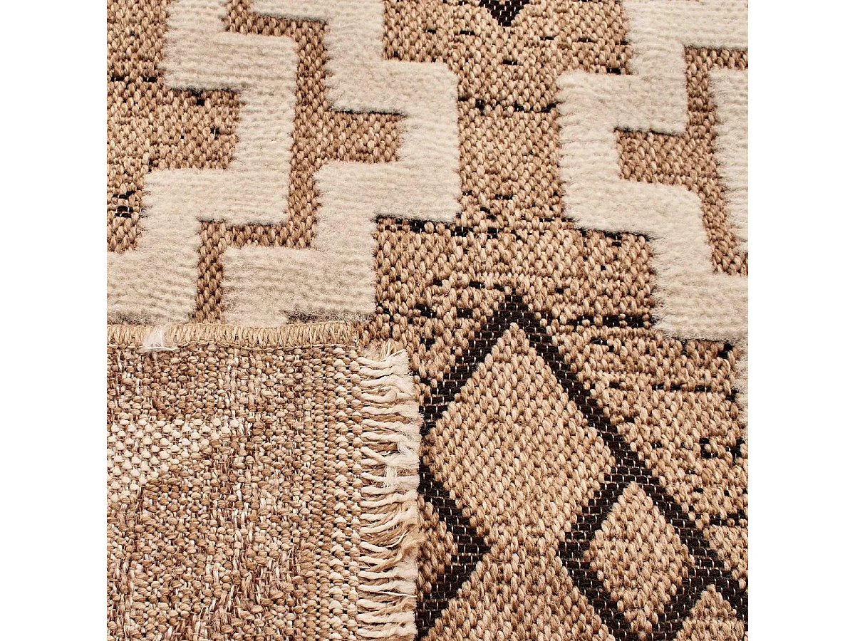 Tapis extérieur 60x90 tissé kilim marron et noir ZEPHYR