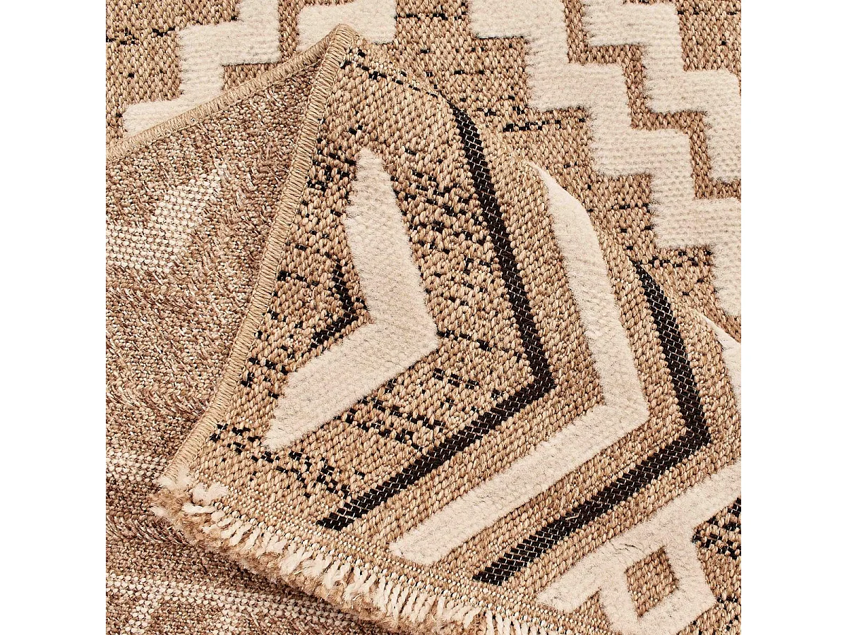 Tapis extérieur 60x90 tissé kilim marron et noir ZEPHYR