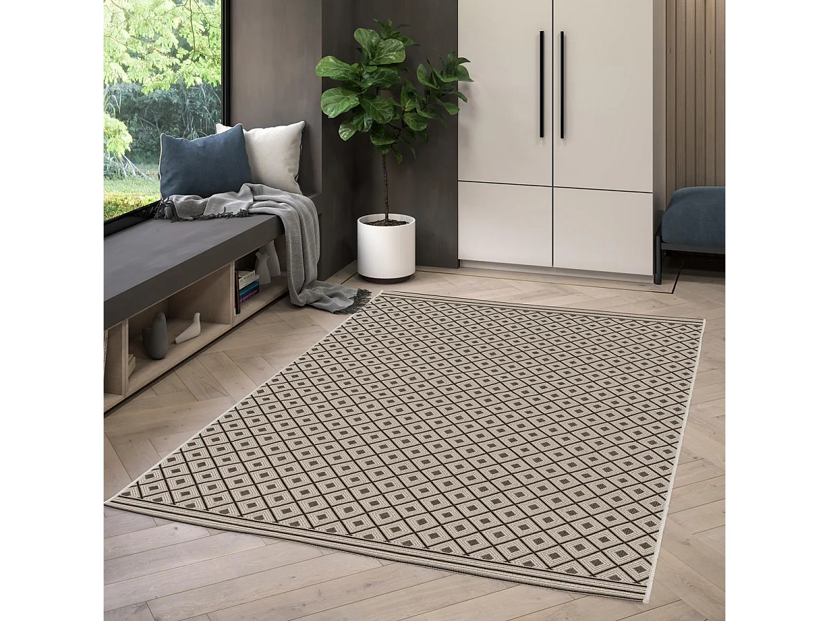 Tapis extérieur 160x230 tissé kilim beige MOONDOW
