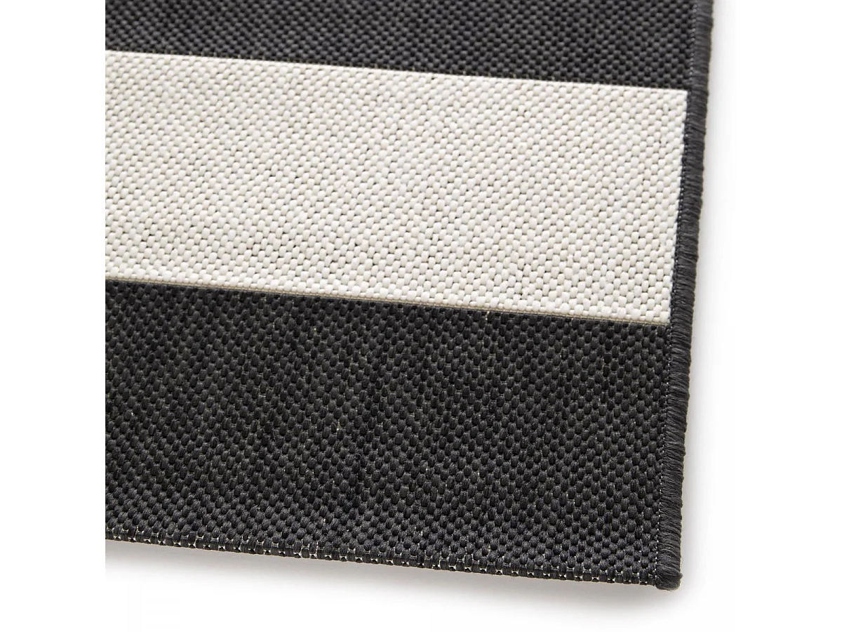Tapis extérieur 200x290 tissé kilim noir et crème STALOW 6