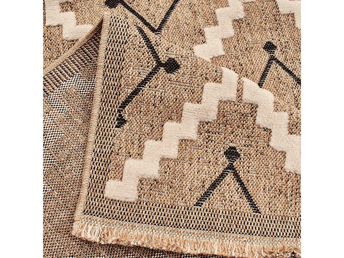 Tapis extérieur 120x170 tissé kilim maron et gris ZEPHYR 2