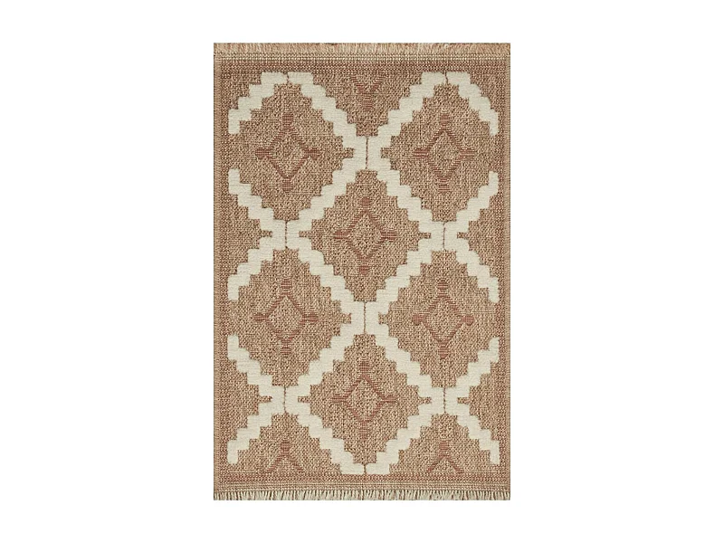 Tapis extérieur 120x170 tissé kilim maron et gris ZEPHYR 2