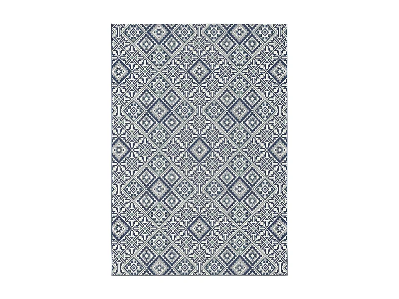 Tapis extérieur 120x170 tissé kilim bleu CASADA 8