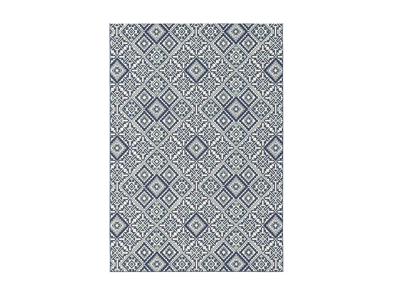 Tapis extérieur 120x170 tissé kilim bleu CASADA 8