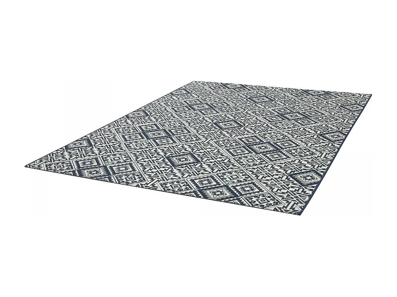 Tapis extérieur 120x170 tissé kilim bleu CASADA 8