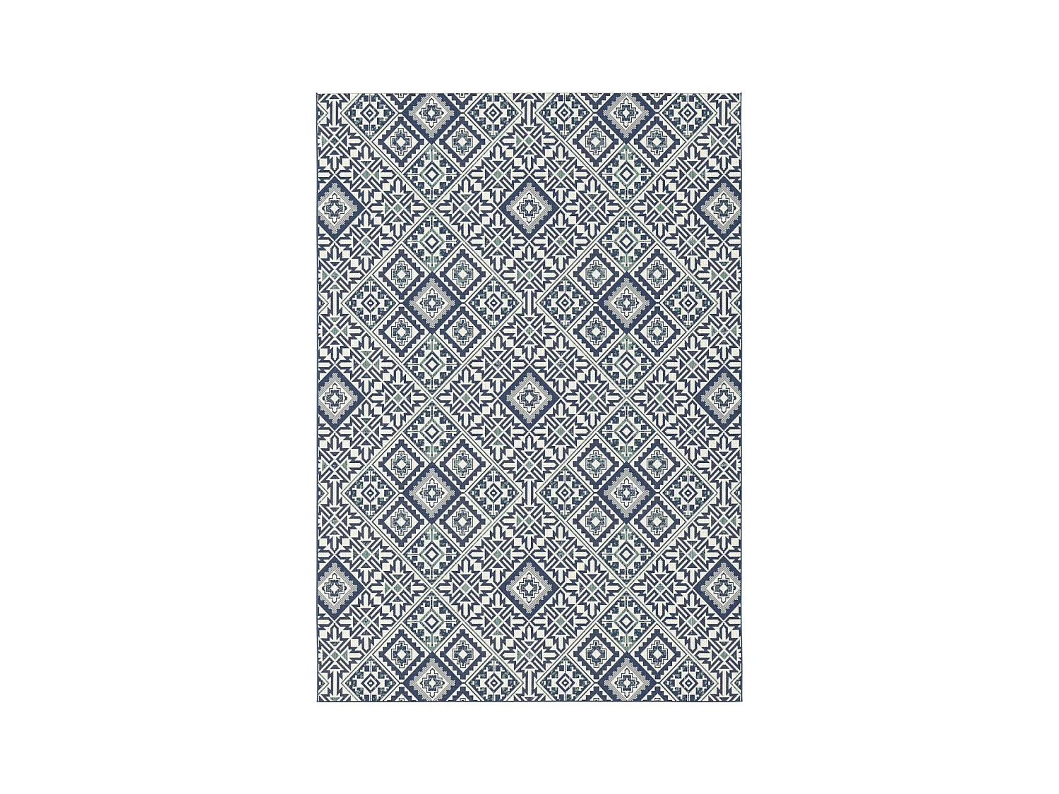 Tapis extérieur 120x170 tissé kilim bleu CASADA 8